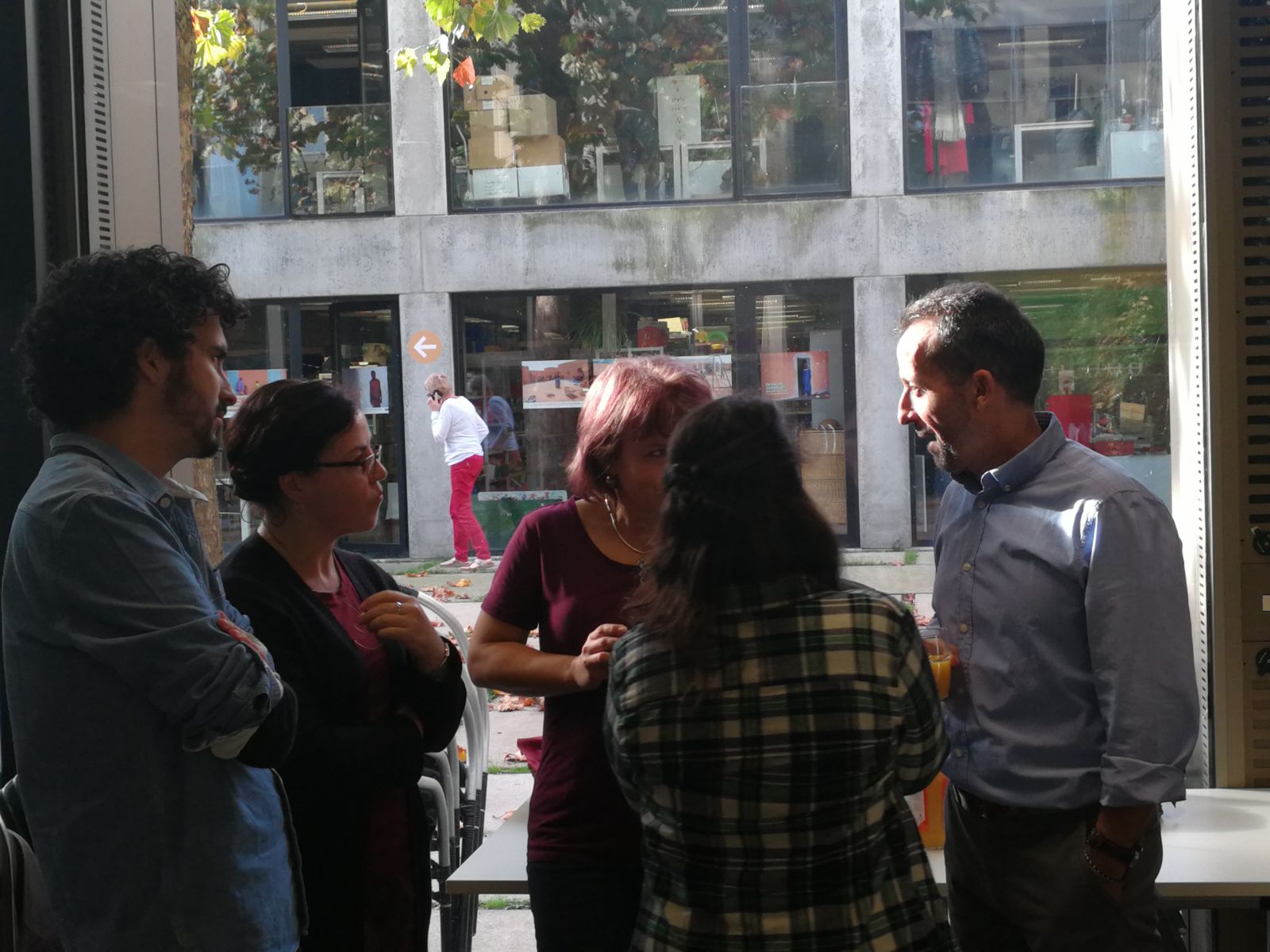 Partners talking in the street