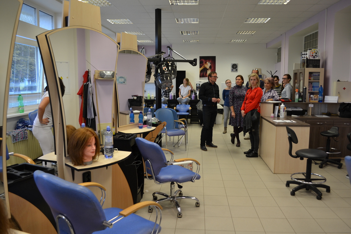 Partners touring hairdressing training centre