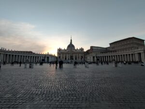 Early morning view of empty plaza