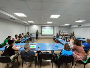 View of participants sat in classroom watching presentation