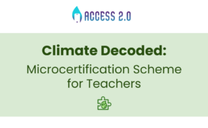 Cover page of the Climate Decoded Microcertification Scheme for Teachers, with the title and project logo appearing on a simple green and white page.